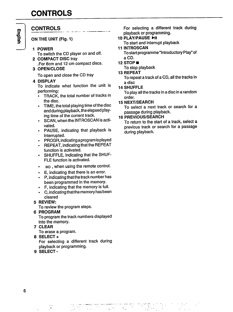 Controls | Philips AK 640 User Manual | Page 6 / 16