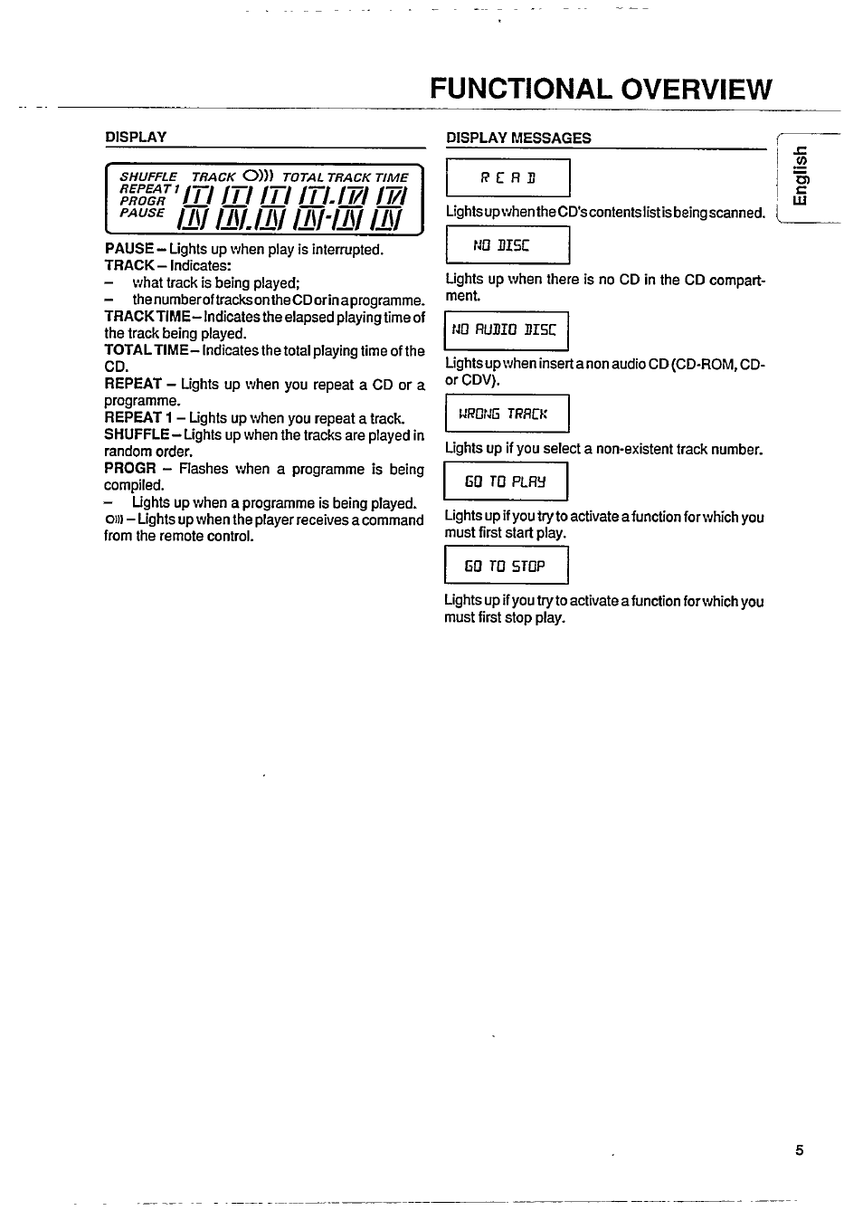 Functional overview, Fjq msc | Philips CD163 User Manual | Page 4 / 12