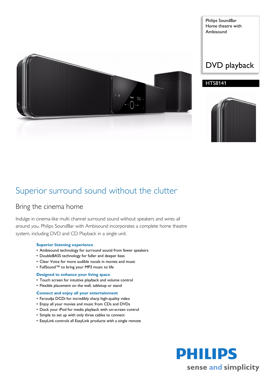 Philips SoundBar HTS8141/98 User Manual | 3 pages