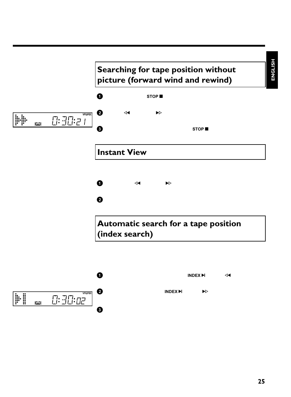 Instant view | Philips VR220/07 User Manual | Page 29 / 55