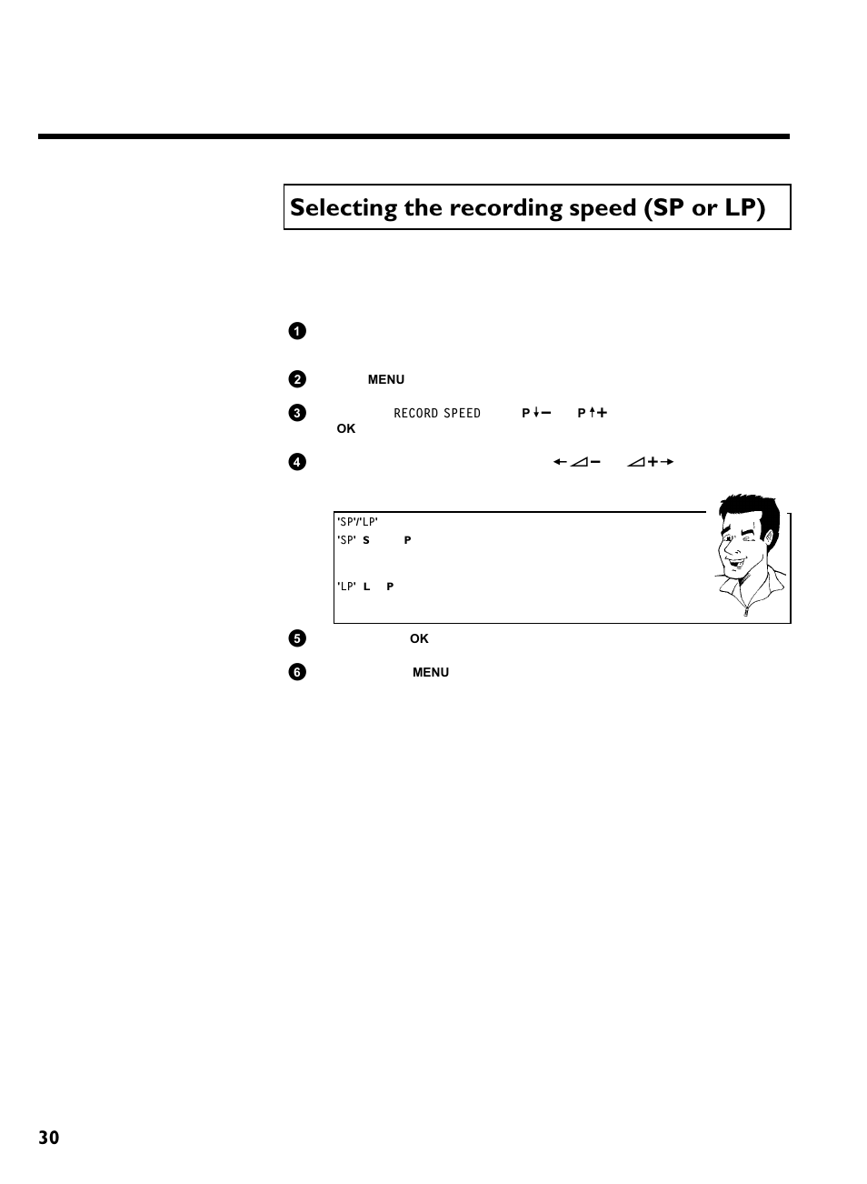 Selecting the recording speed (sp or lp), Manual recording | Philips VR220/07 User Manual | Page 34 / 55