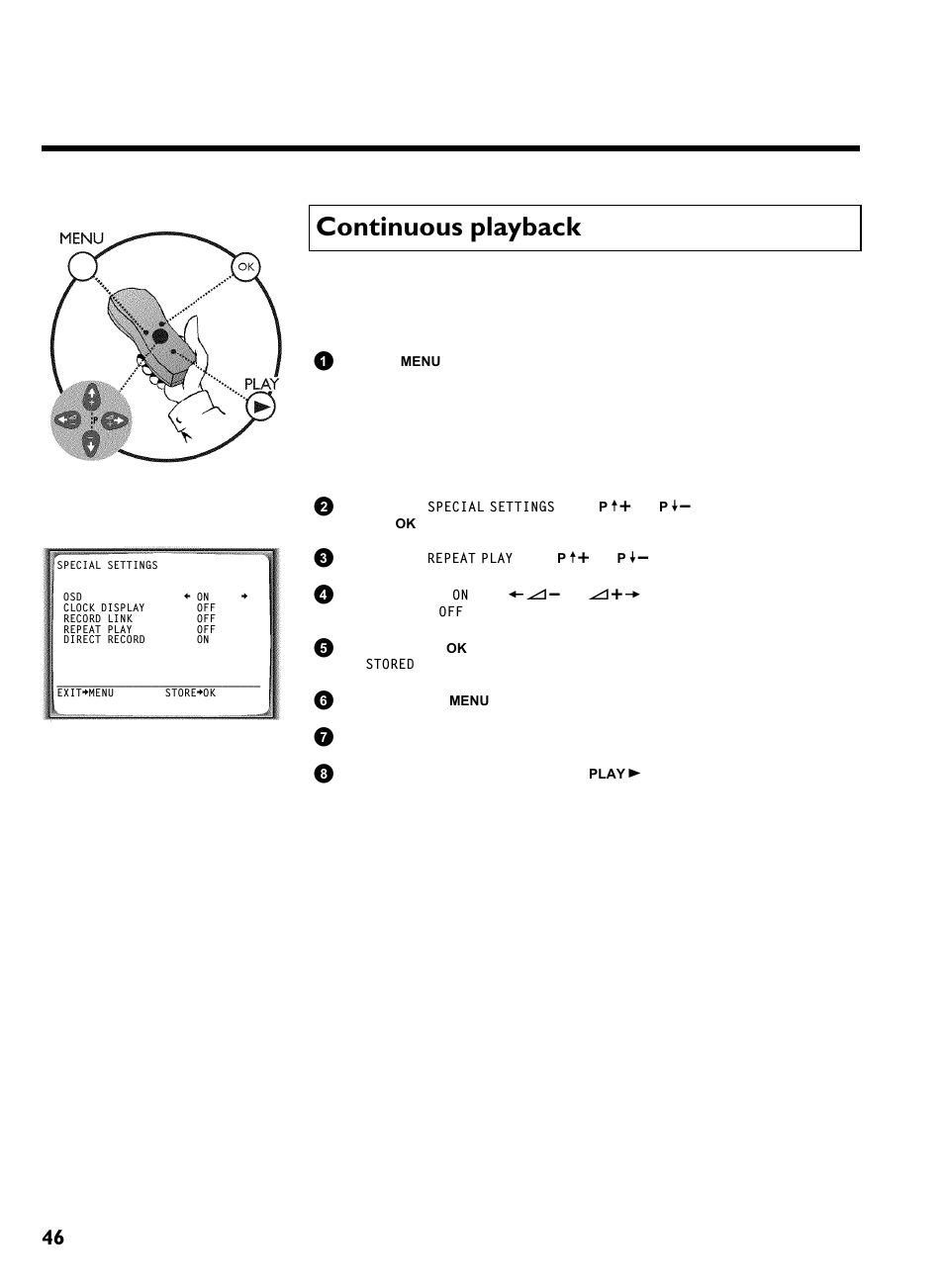 Continuous playback, Other functions | Philips VR220/07 User Manual | Page 50 / 55