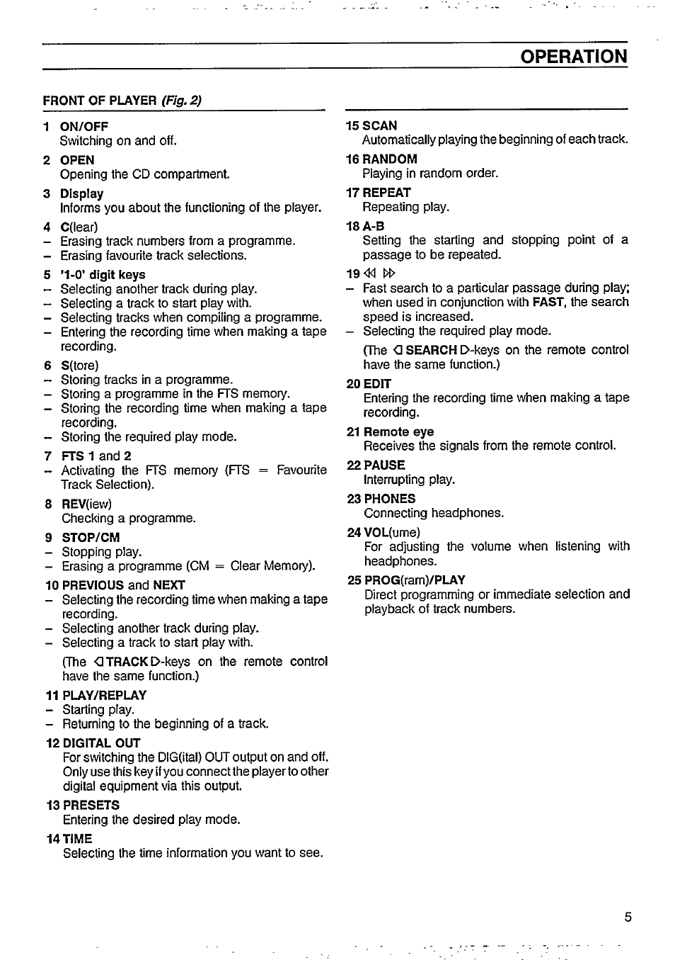 Operation | Philips CD 824 User Manual | Page 5 / 15