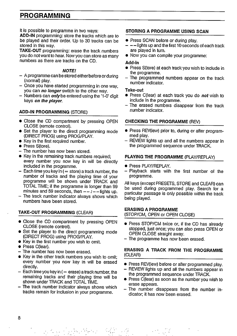 Programming | Philips CD 824 User Manual | Page 8 / 15