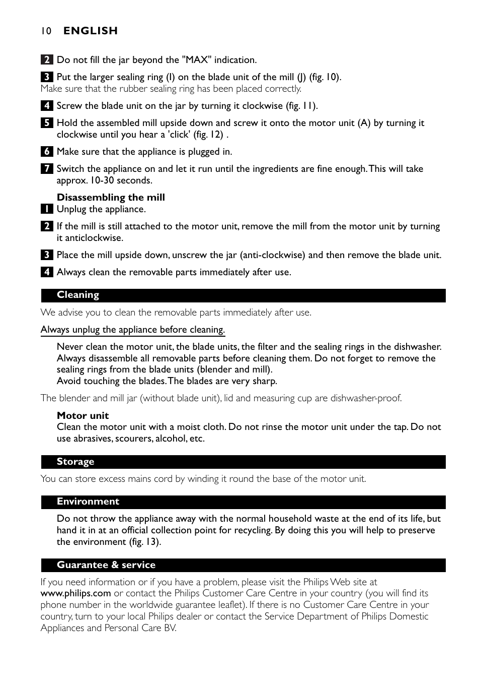 Philips HR1720 User Manual | Page 10 / 48