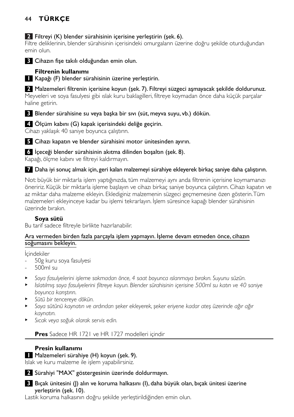 Philips HR1720 User Manual | Page 44 / 48