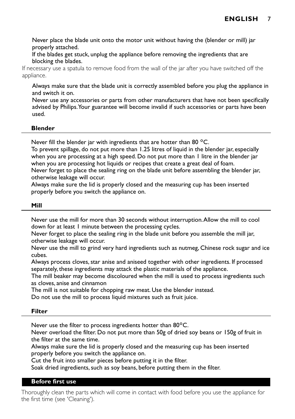 Philips HR1720 User Manual | Page 7 / 48