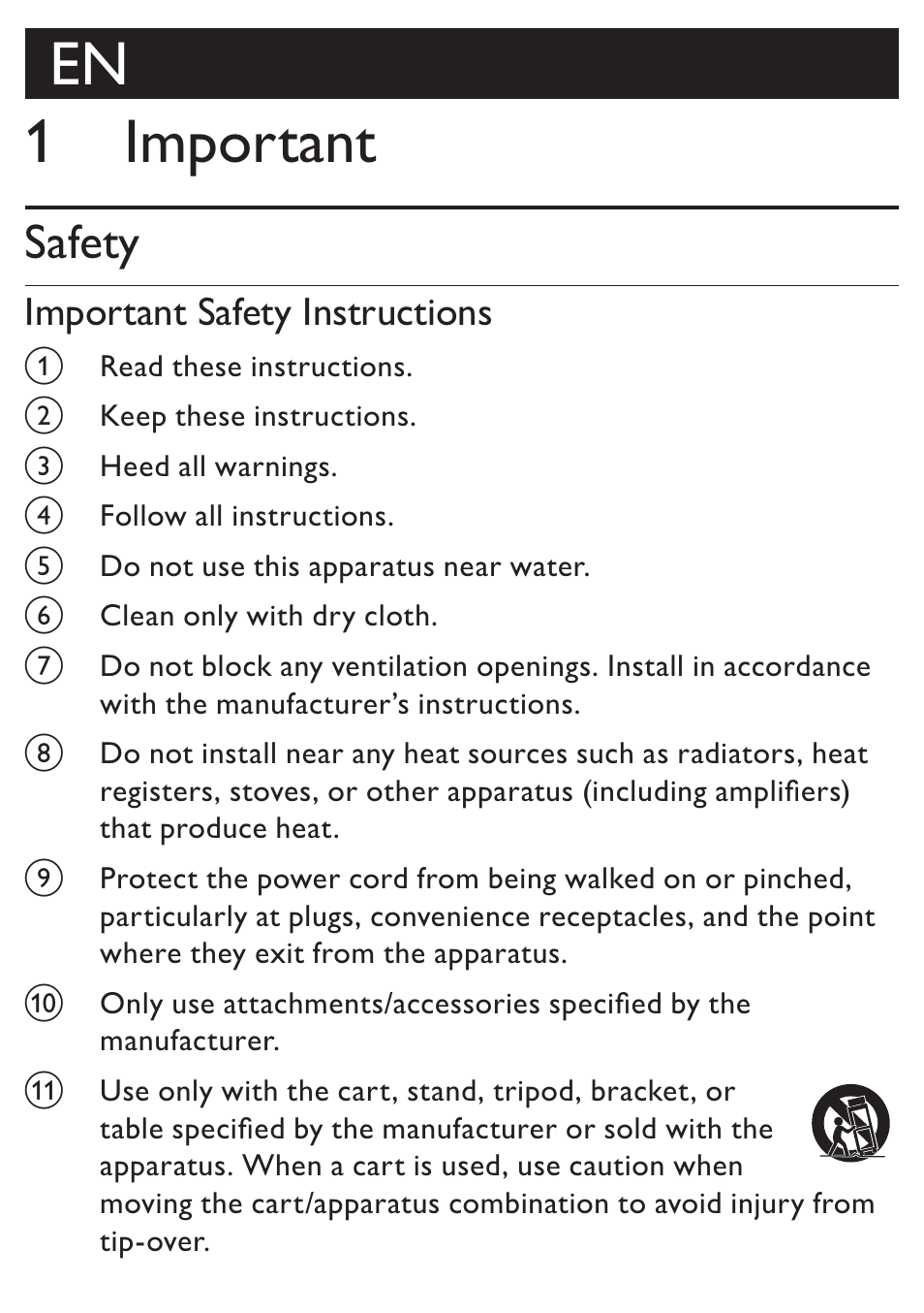 1 important, Safety, Important safety instructions | En 1 important | Philips DC315/05 User Manual | Page 3 / 21