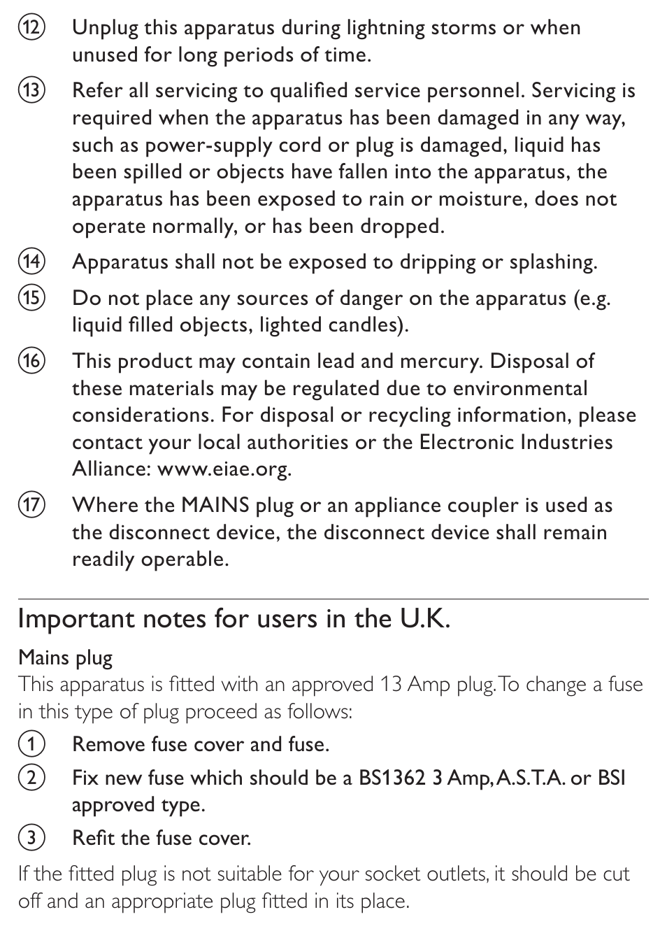 Important notes for users in the u.k | Philips DC315/05 User Manual | Page 4 / 21