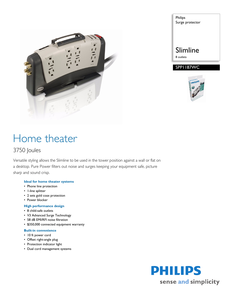 Philips SPP1187WC User Manual | 2 pages