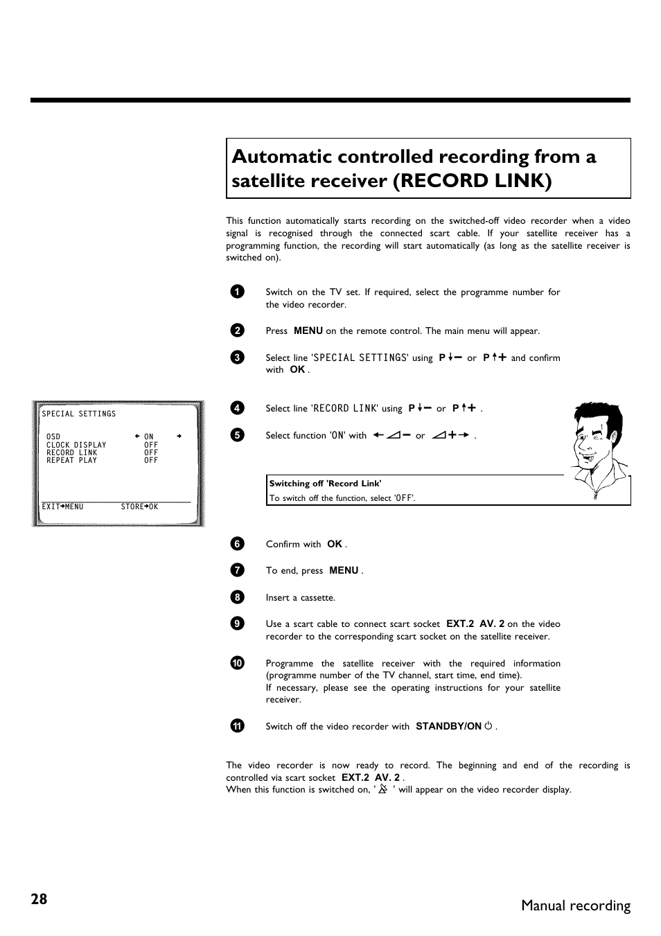 Manual recording | Philips VR670B/58 User Manual | Page 32 / 49