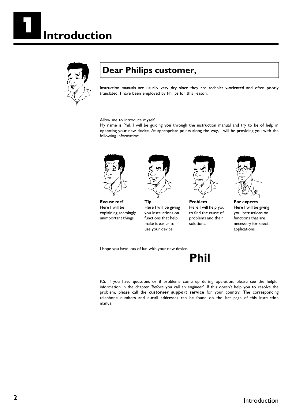 Introduction, Dear philips customer, Phil | Philips VR670B/58 User Manual | Page 6 / 49