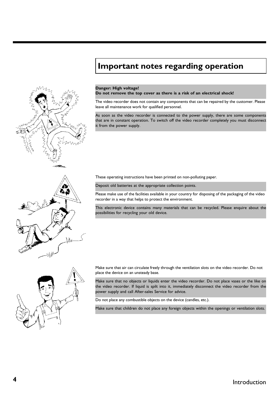 Important notes regarding operation, Introduction | Philips VR670B/58 User Manual | Page 8 / 49