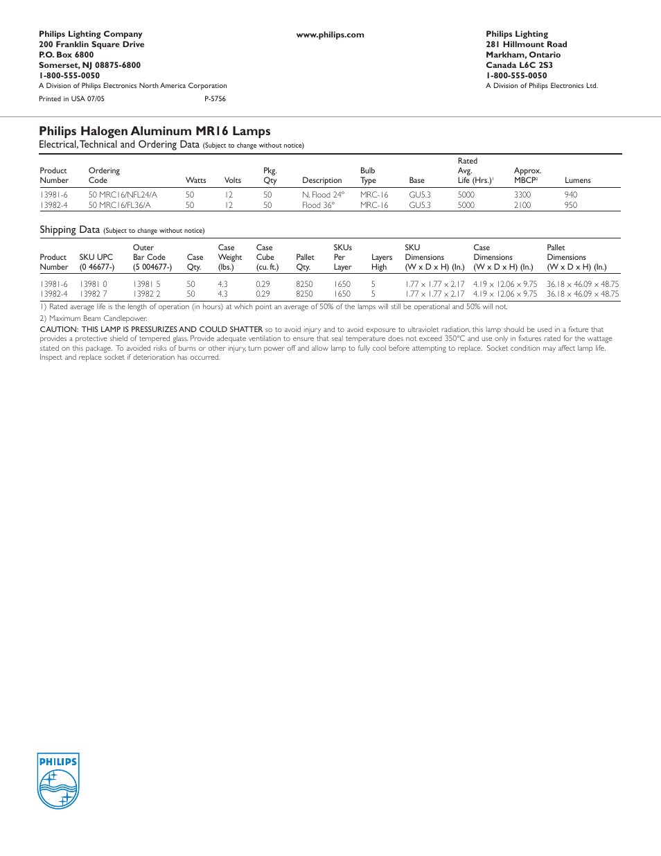Philips halogen aluminum mr16 lamps | Philips MR16 User Manual | Page 2 / 2