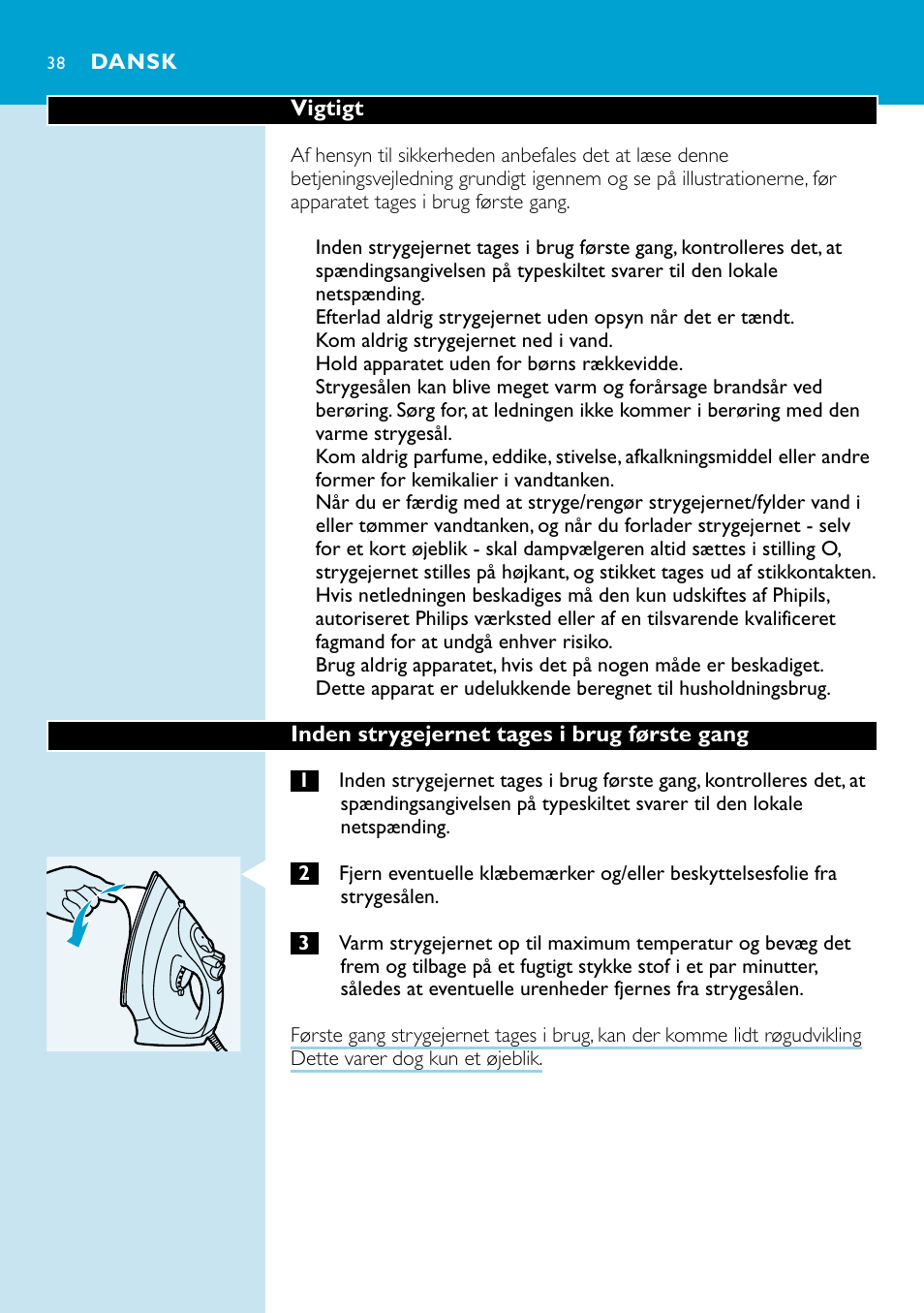 Dansk 38 | Philips GC2220 User Manual | Page 38 / 60