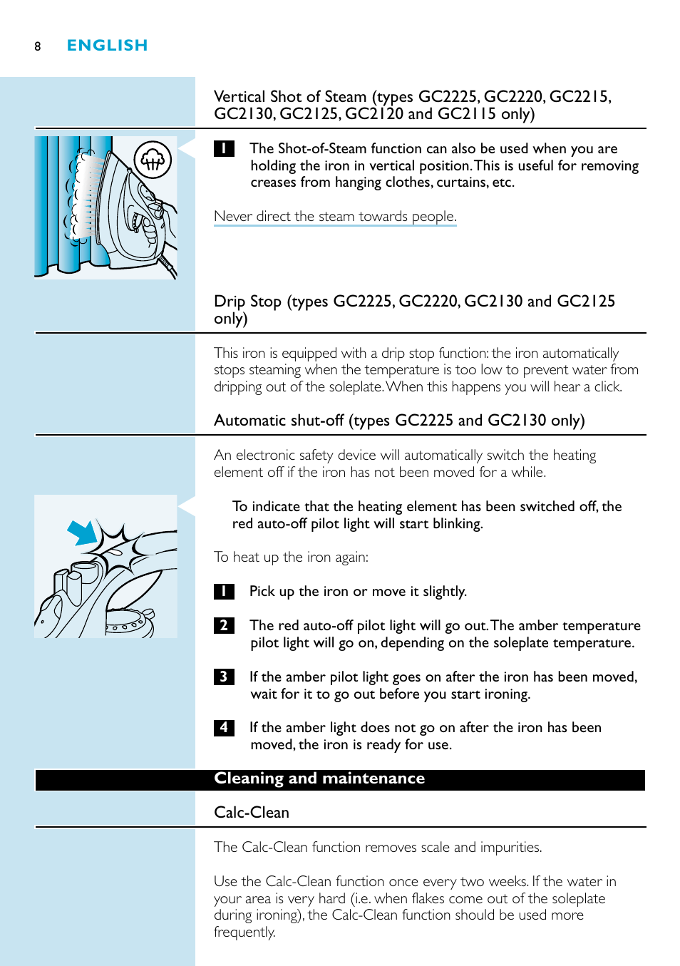 Philips GC2220 User Manual | Page 8 / 60