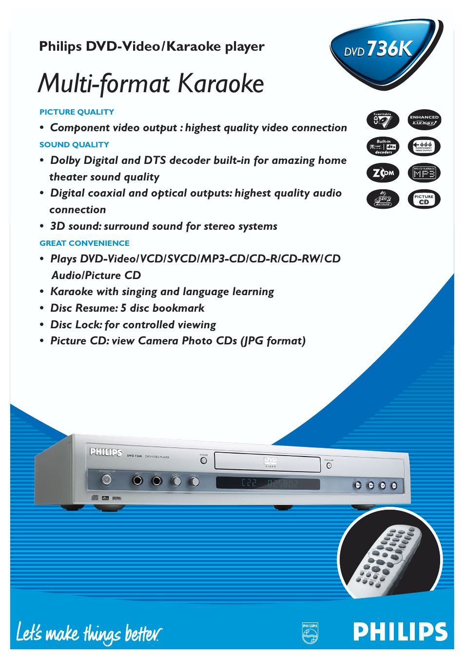 Philips DVD736K User Manual | 2 pages