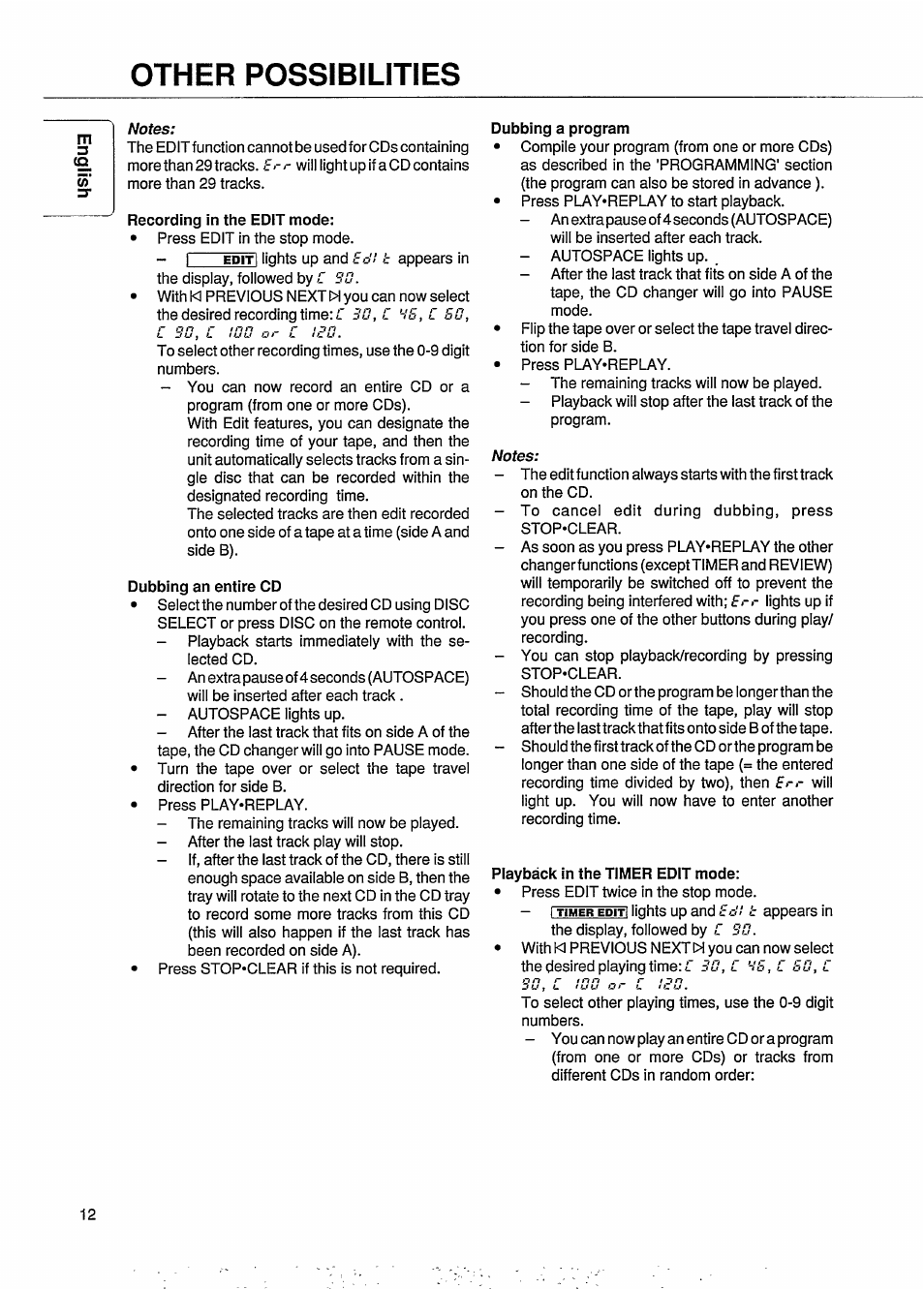 Other possibilities | Philips CDC 745 User Manual | Page 14 / 20