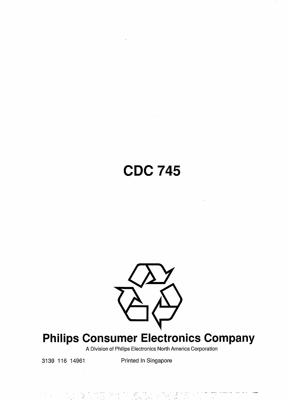 Cdc 745, Philips consumer electronics company | Philips CDC 745 User Manual | Page 20 / 20