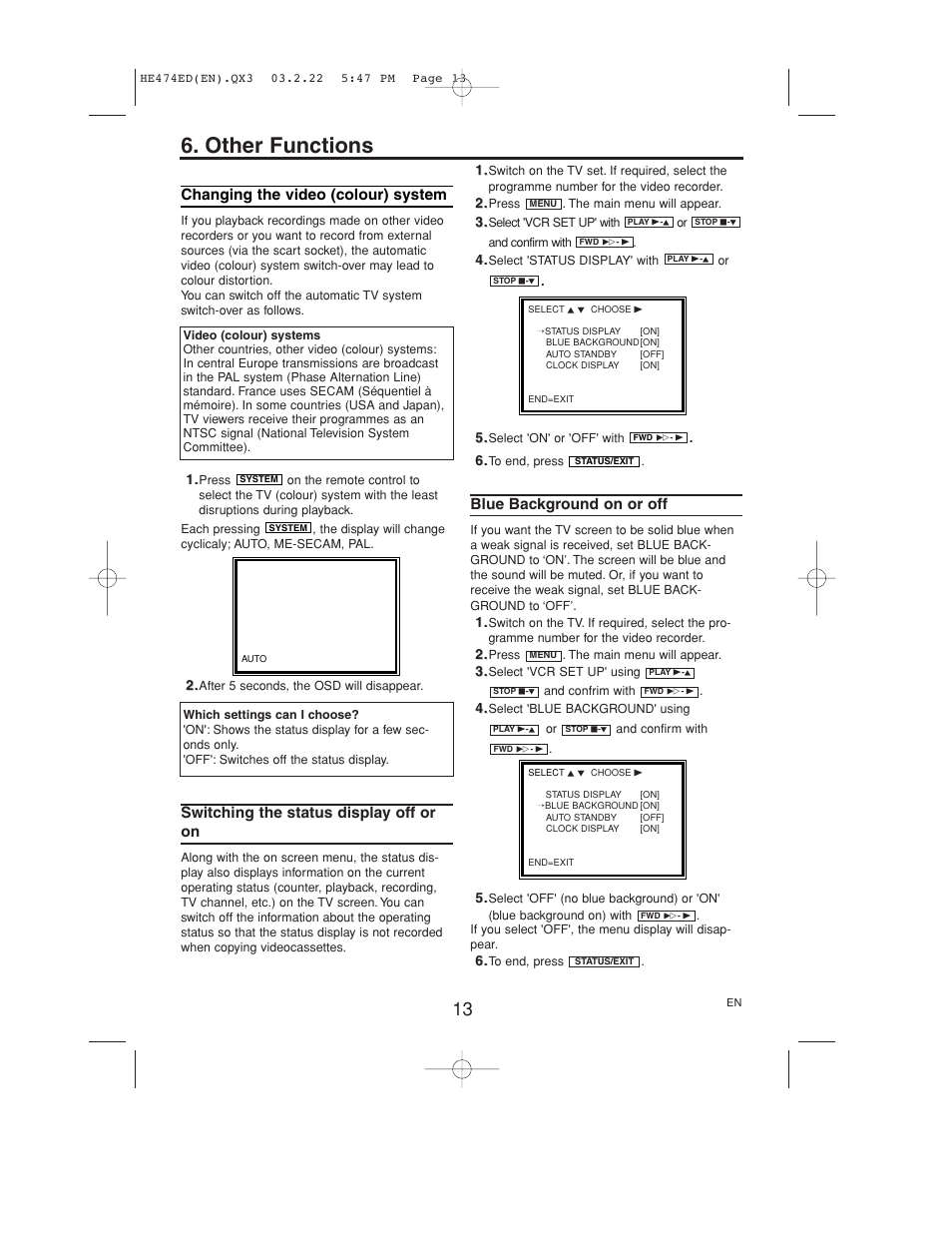 Other functions | Philips VR 540 User Manual | Page 13 / 16