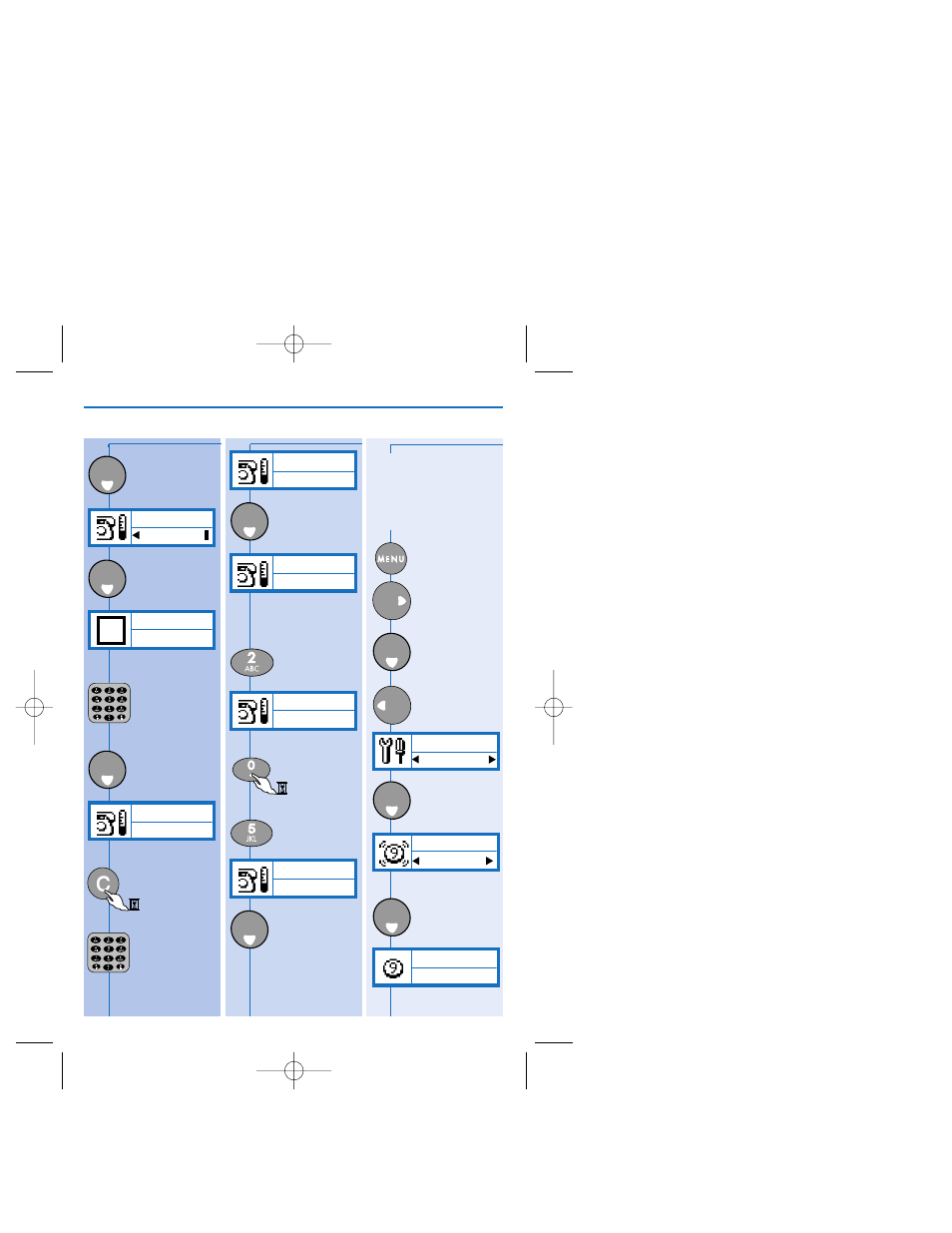Menus/ settings, Set-up meters, Key tones on/off | Philips Cordless Telephone Dual Band User Manual | Page 25 / 39