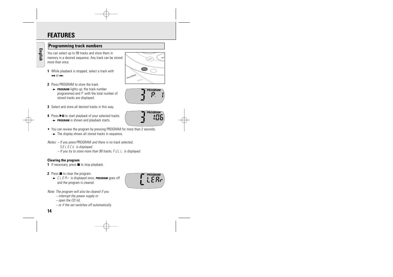 Features | Philips AZ 9235 User Manual | Page 14 / 22
