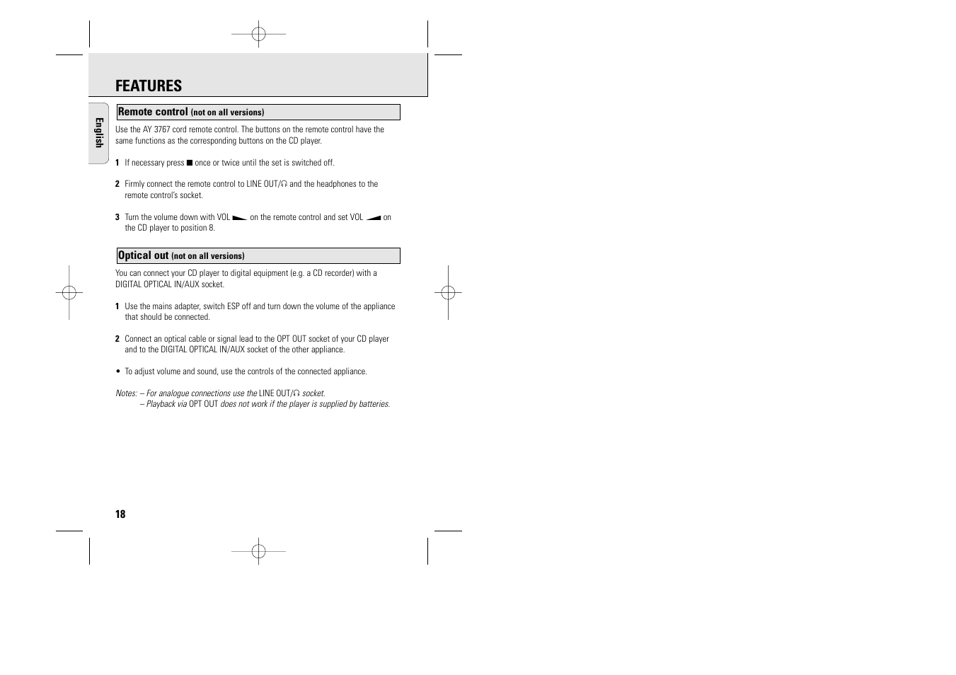 Features | Philips AZ 9235 User Manual | Page 18 / 22