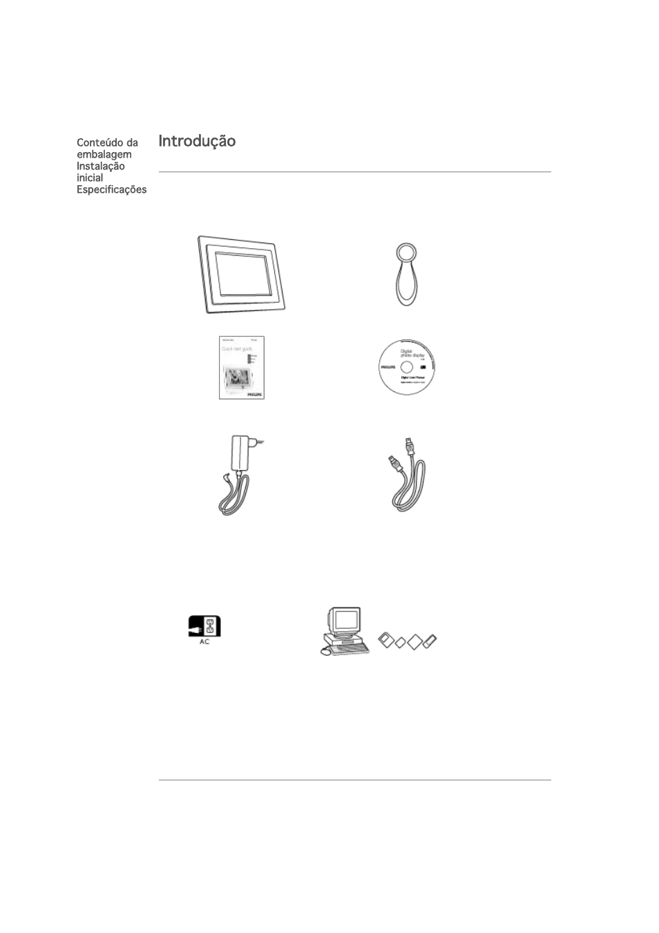 Introdução | Philips PHOTOFRAME 7FF1M4 User Manual | Page 2 / 51