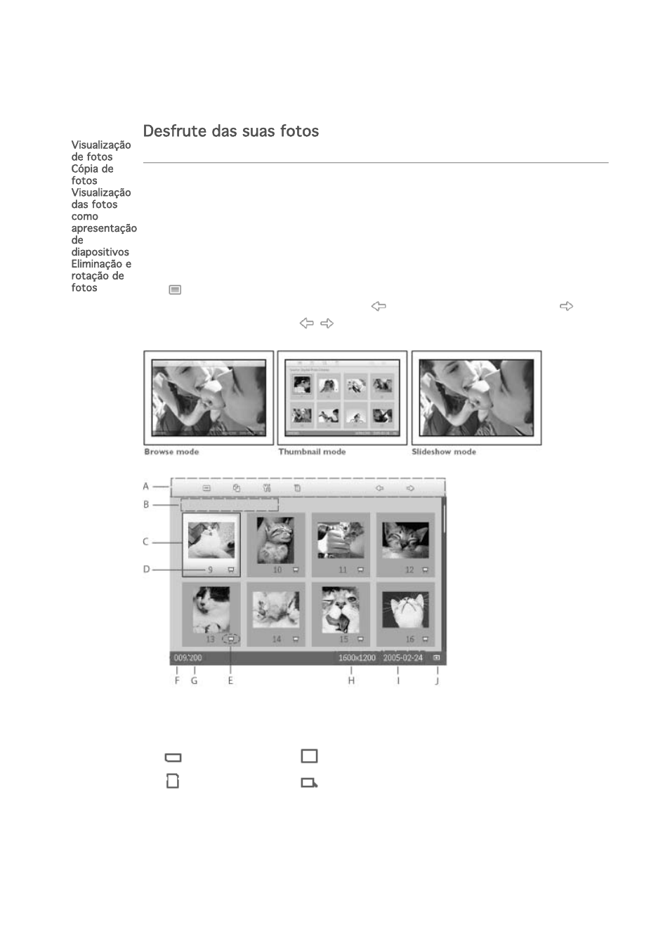 Desfrute das suas fotos | Philips PHOTOFRAME 7FF1M4 User Manual | Page 8 / 51