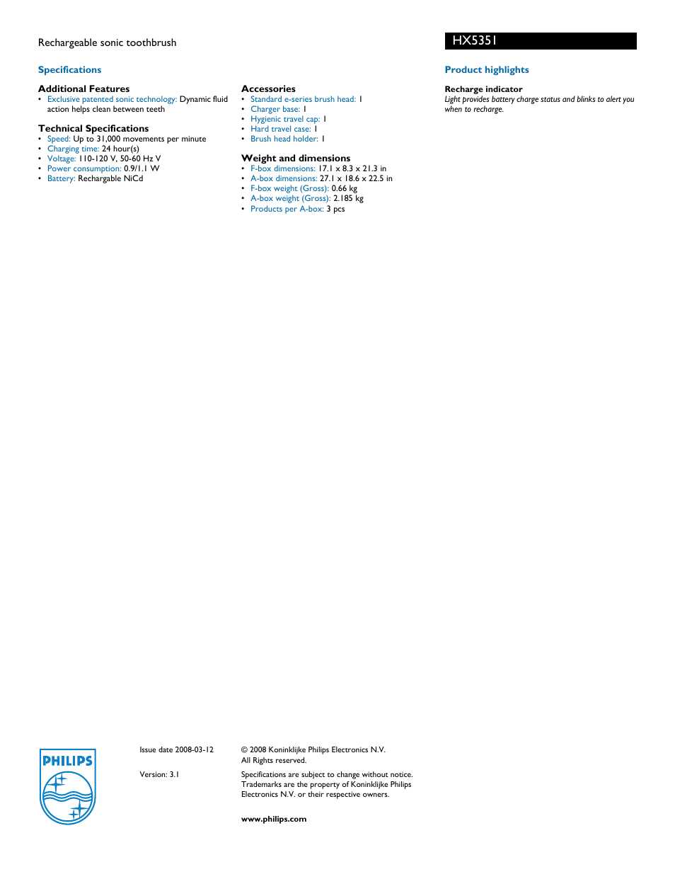 Hx5351 | Philips HX5351 User Manual | Page 2 / 2