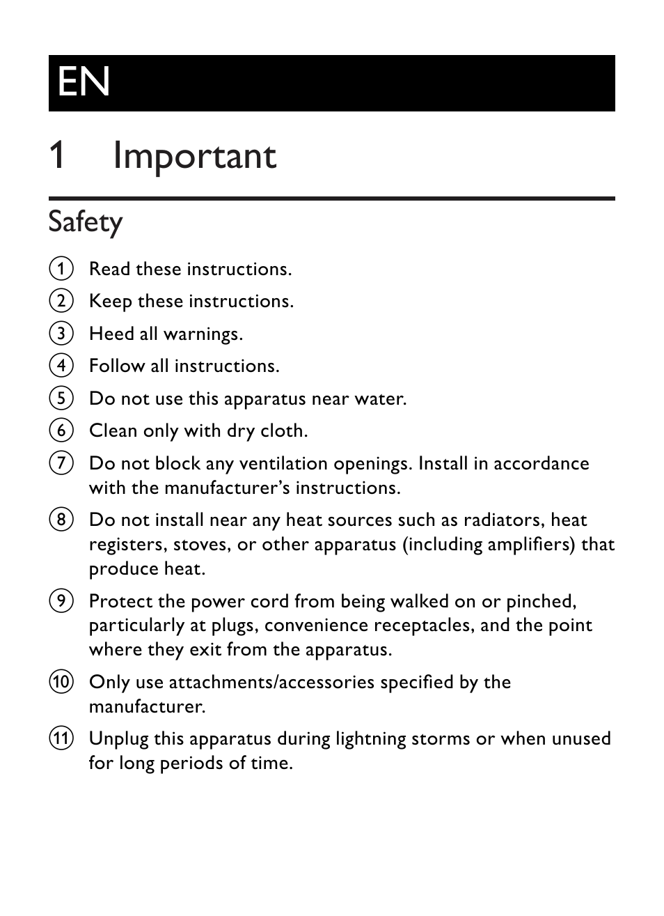 1 important, Safety | Philips AZ1852 User Manual | Page 2 / 29