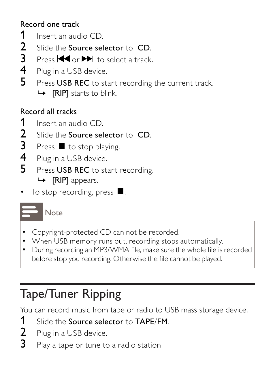 Tape/tuner ripping | Philips AZ1852 User Manual | Page 21 / 29