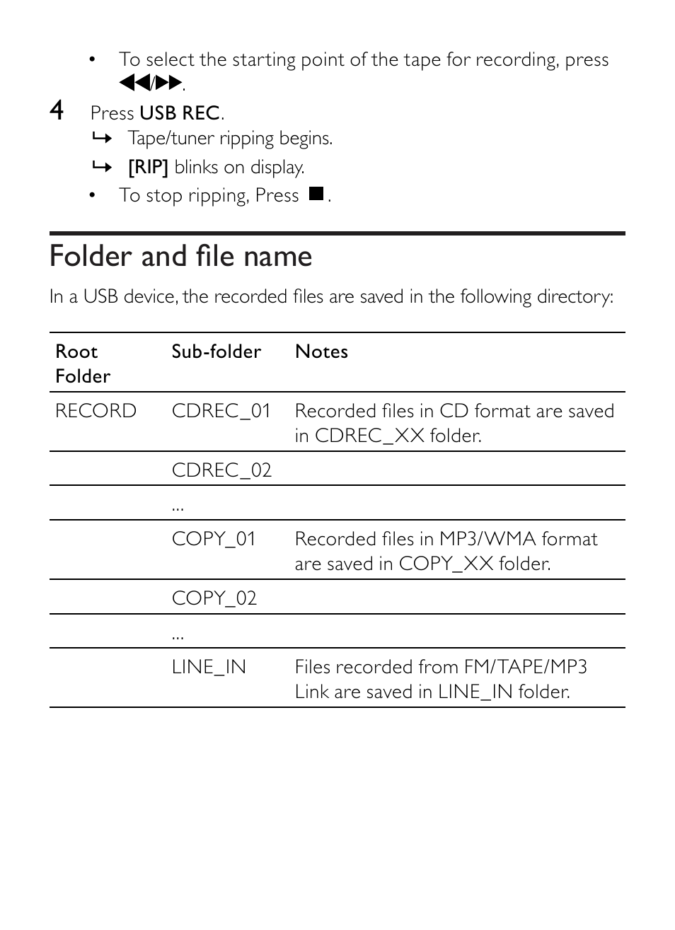 Folder and file name | Philips AZ1852 User Manual | Page 22 / 29