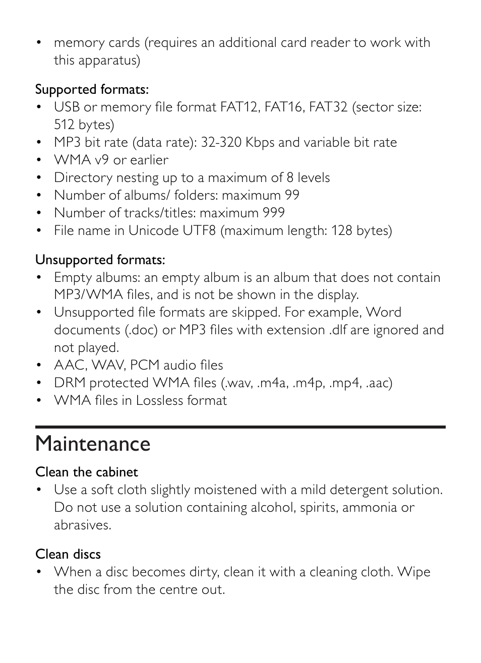 Maintenance | Philips AZ1852 User Manual | Page 25 / 29