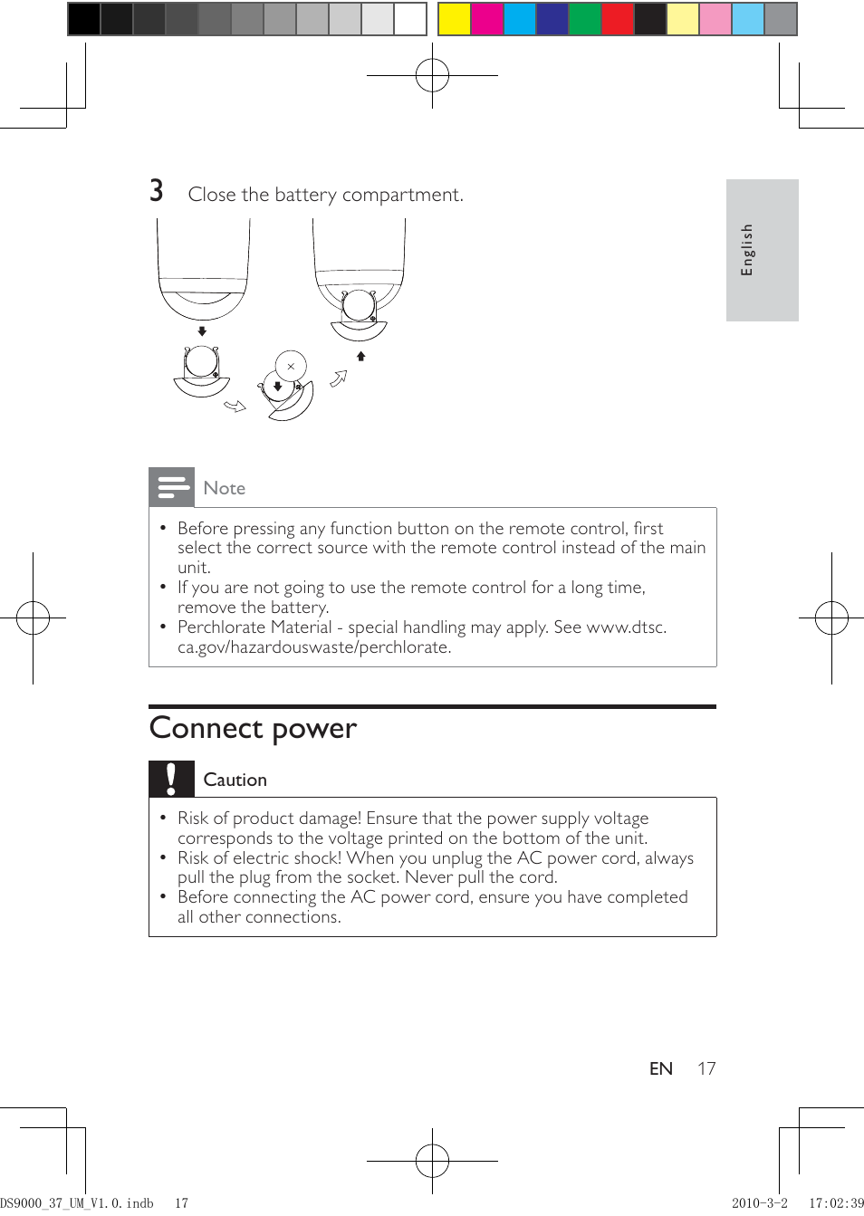 Connect power | Philips DS9000 User Manual | Page 17 / 23