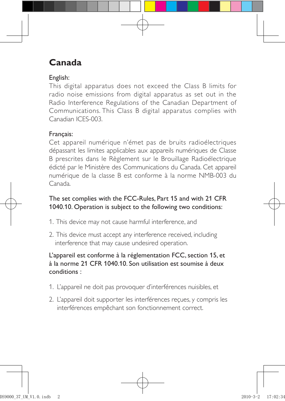 Canada | Philips DS9000 User Manual | Page 2 / 23