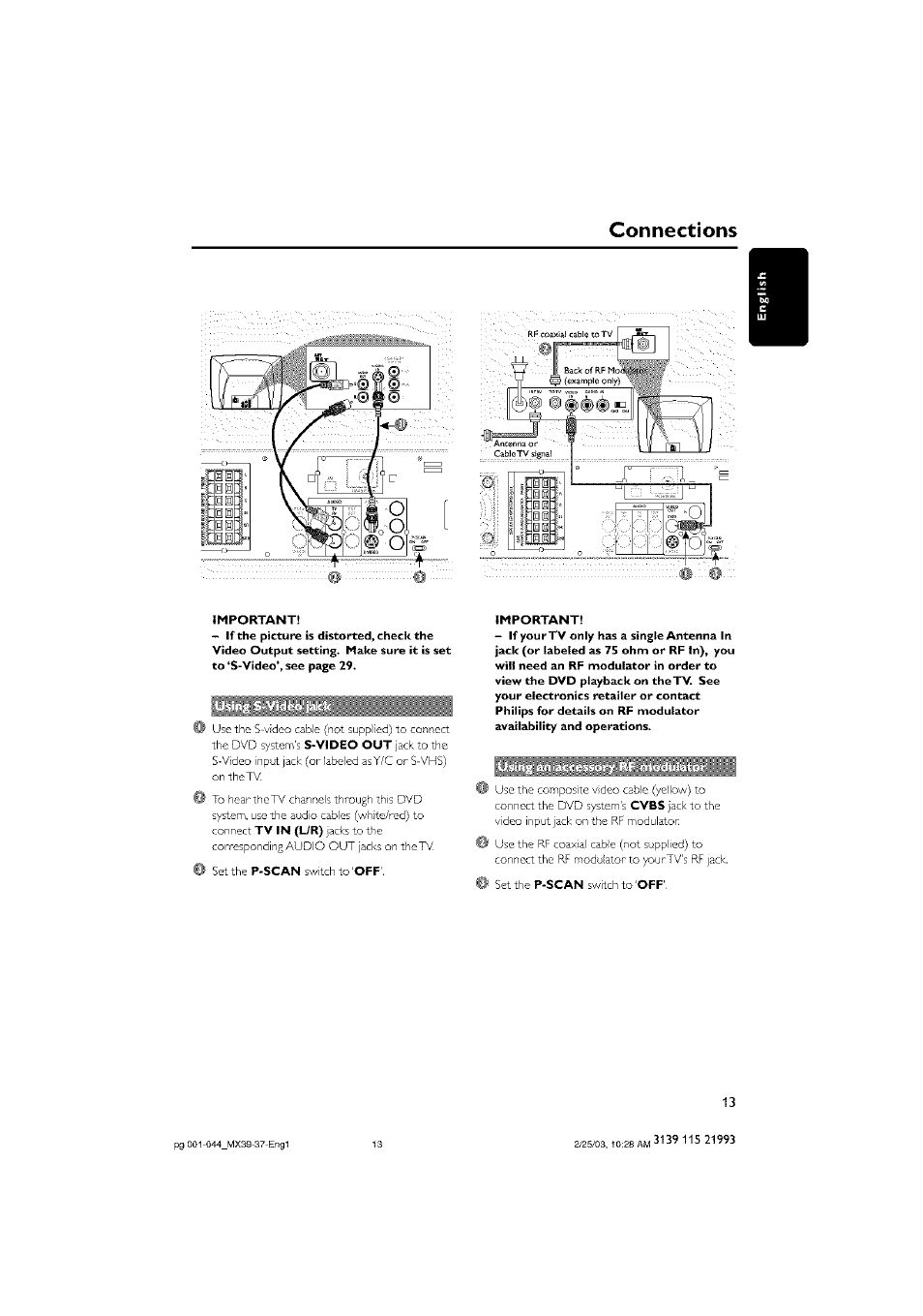 Important, Connections | Philips - MX3950D User Manual | Page 13 / 48