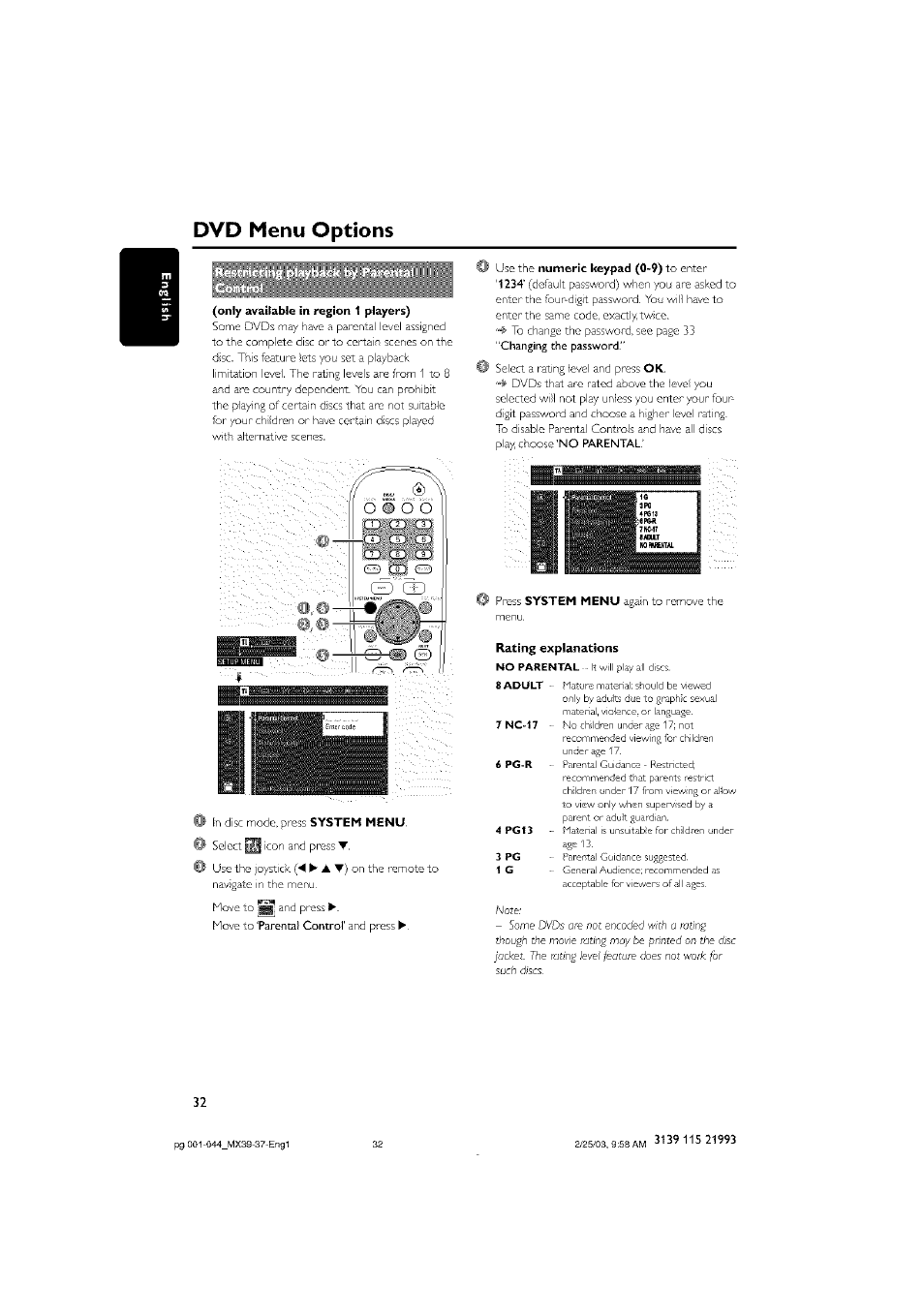 Dvd menu options | Philips - MX3950D User Manual | Page 32 / 48