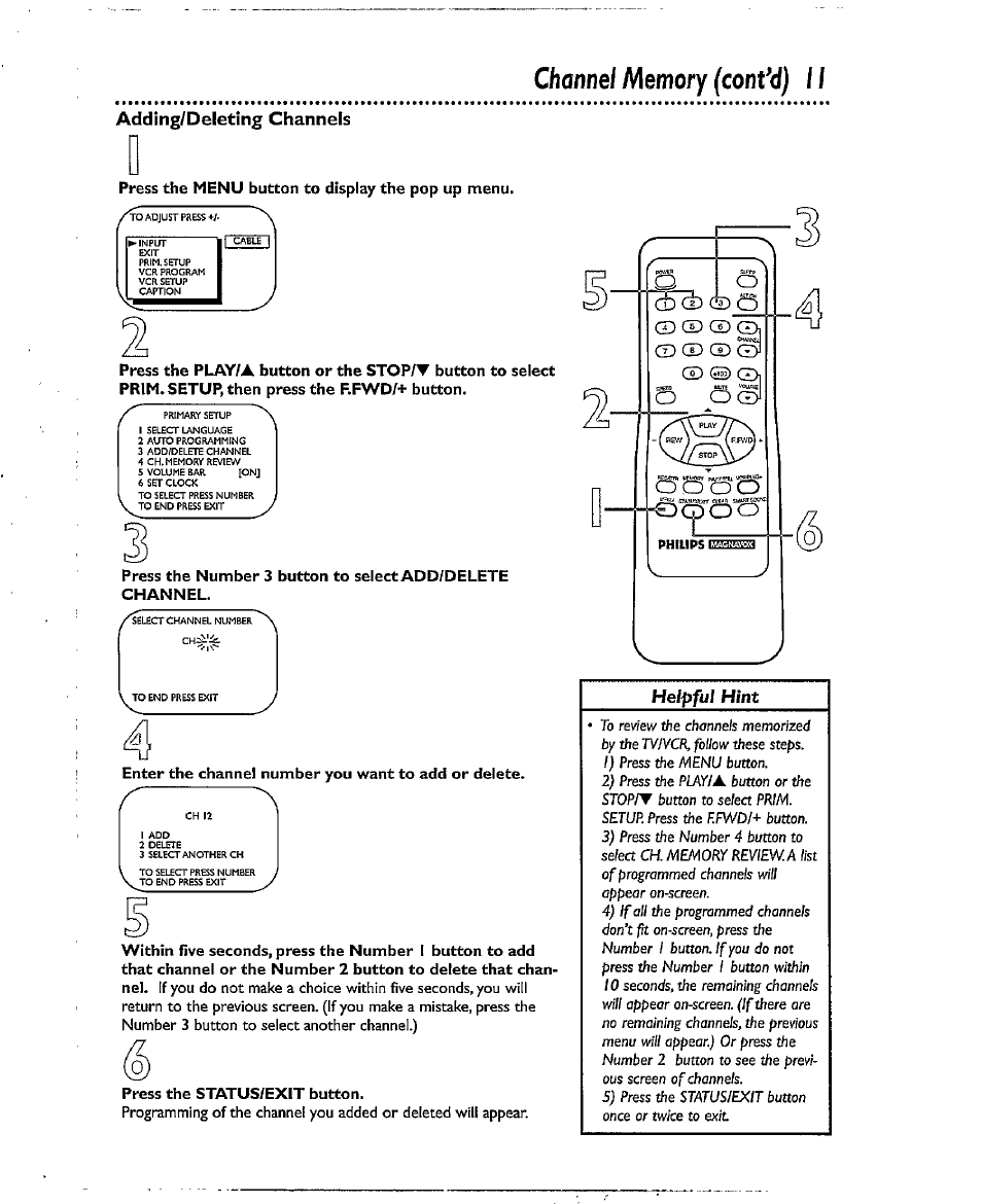 Adding/deleting channels | Philips CCX193AT User Manual | Page 11 / 56