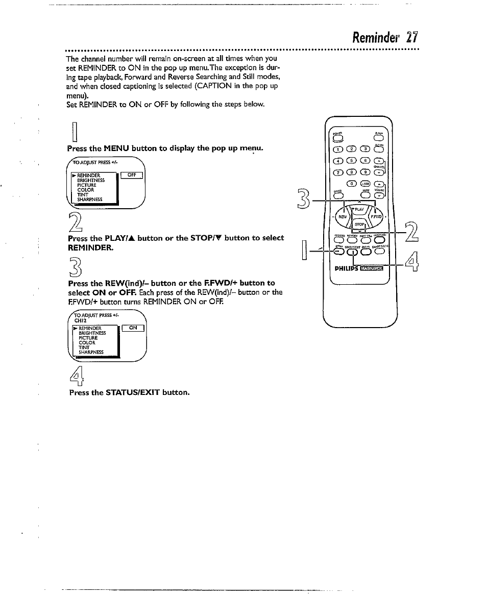 Reminder 27, Reminder | Philips CCX193AT User Manual | Page 27 / 56