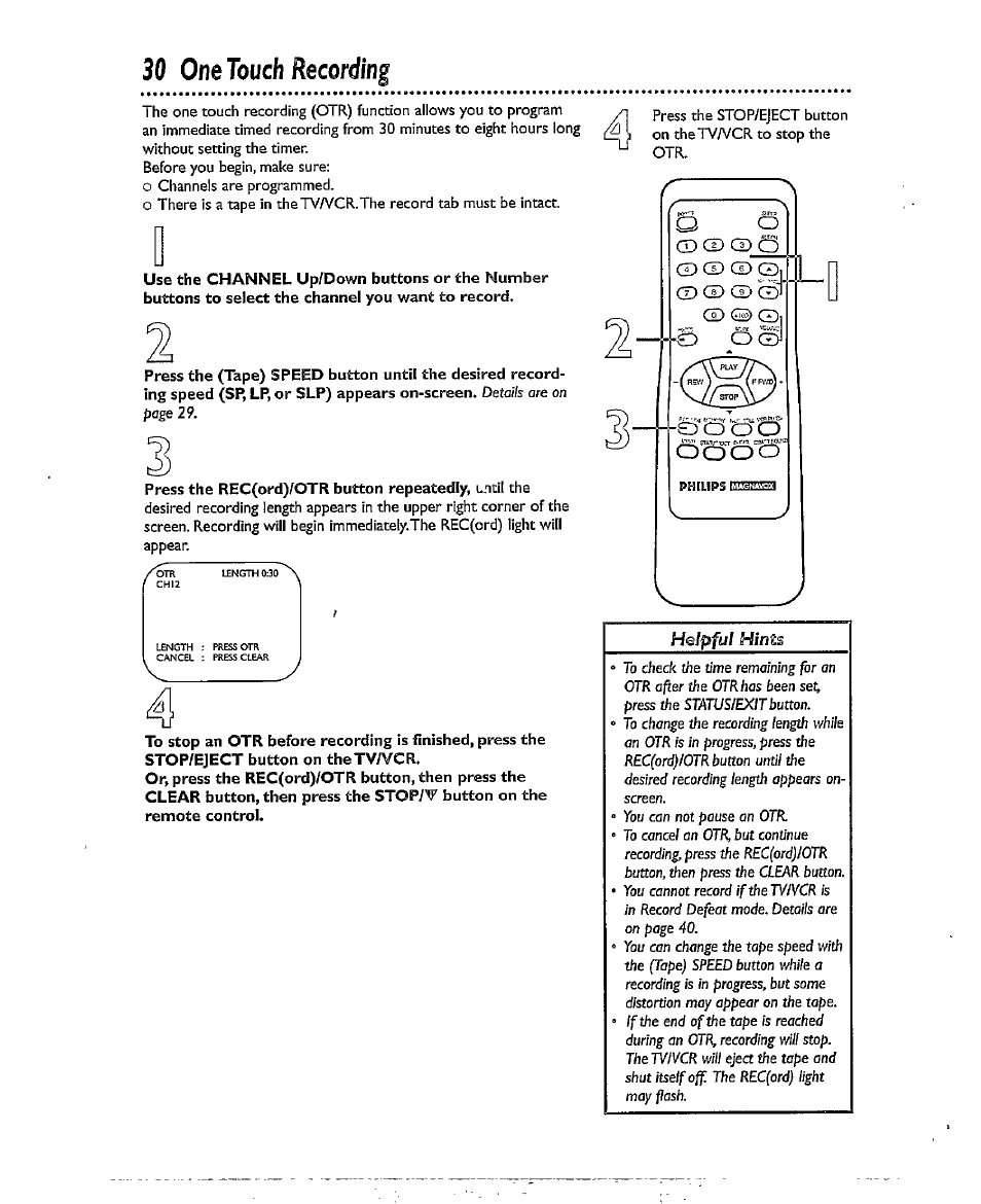 30 one touch recording, Cd cd ©j cd cd ® cd cd ©1 | Philips CCX193AT User Manual | Page 30 / 56