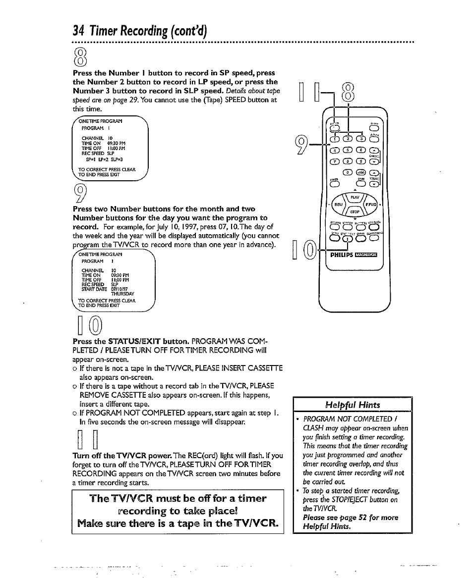 34 timer recording (confd) | Philips CCX193AT User Manual | Page 34 / 56