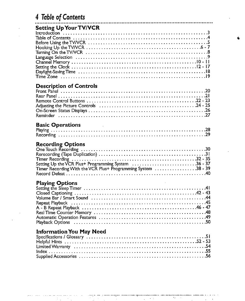 4 table of contents | Philips CCX193AT User Manual | Page 4 / 56