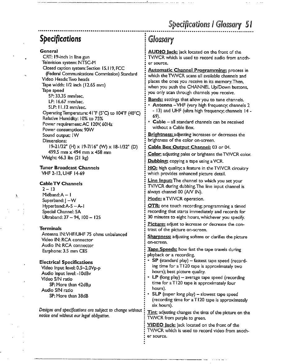 Specifications, Pedfleatiqm / ш$шу si | Philips CCX193AT User Manual | Page 51 / 56