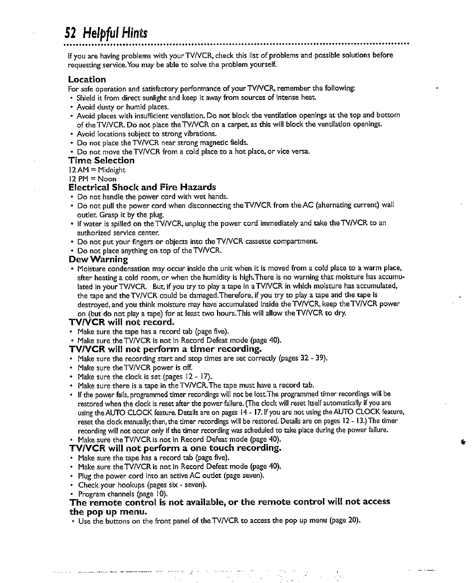 52 helpful hints, Helpful hints 2 - 5 3 | Philips CCX193AT User Manual | Page 52 / 56