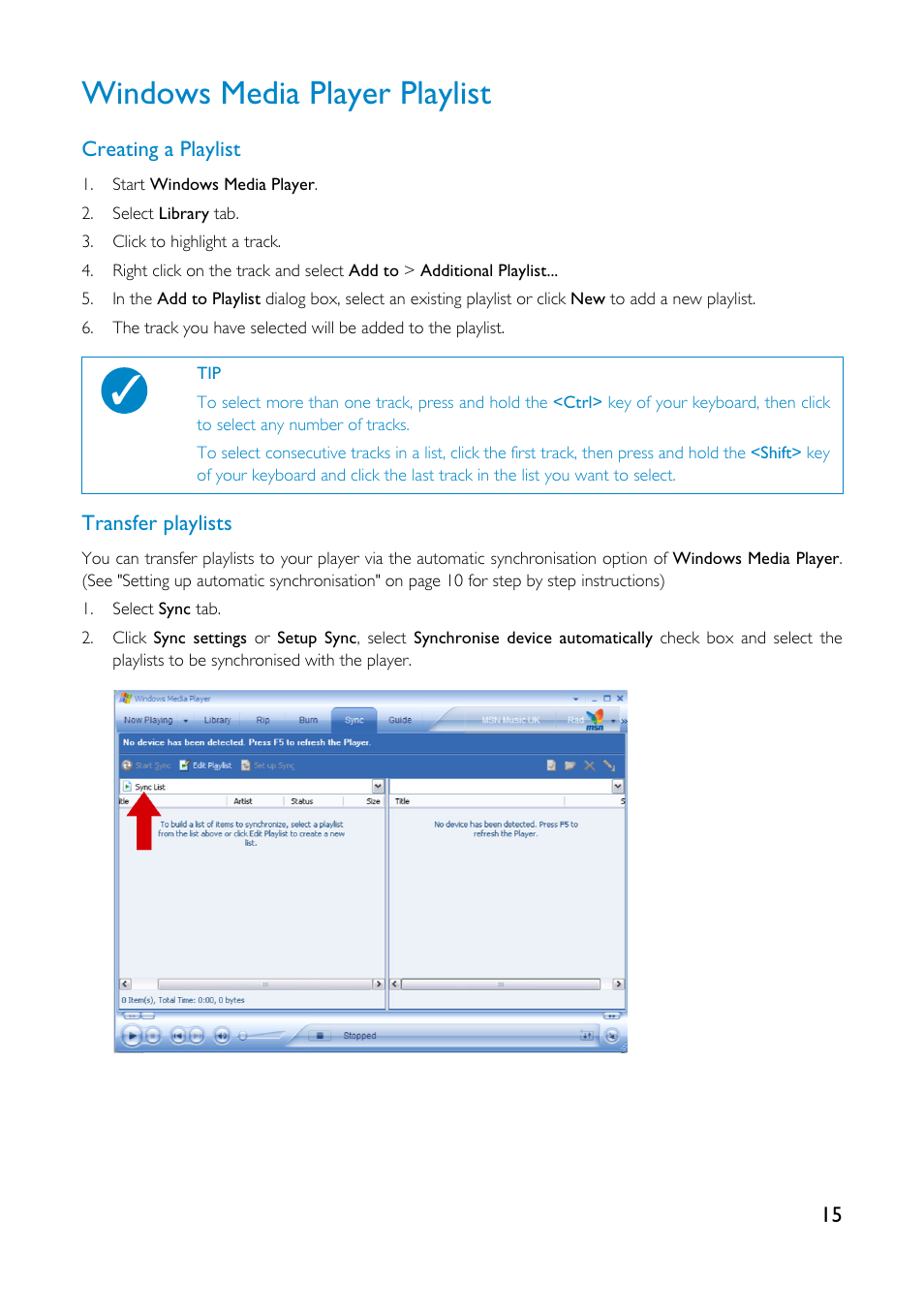 Windows media player playlist | Philips GoGear HDD1835 User Manual | Page 20 / 54