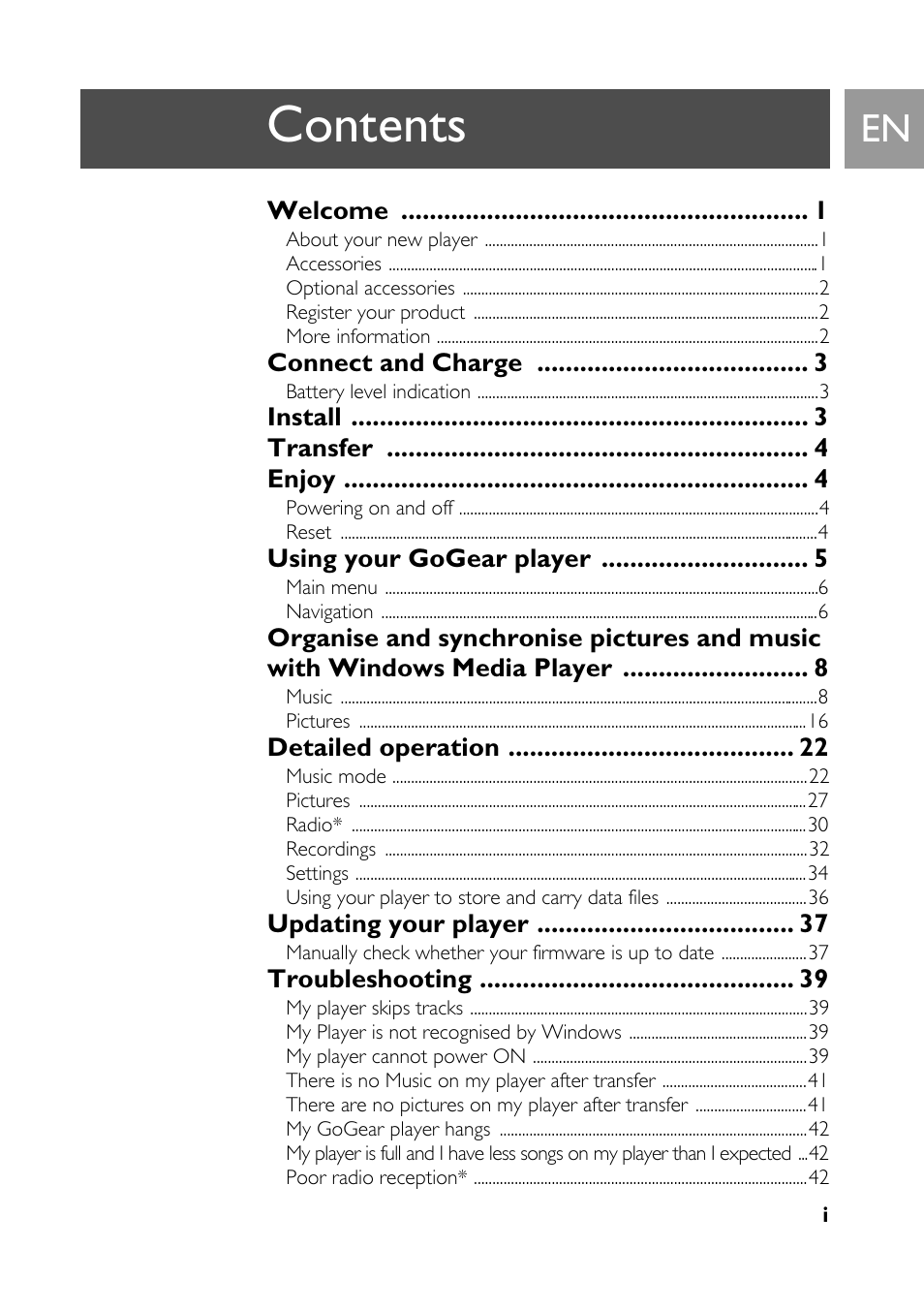 Philips GoGear HDD1835 User Manual | Page 4 / 54