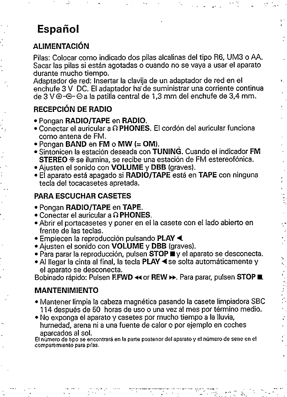 Español | Philips AQ6513/01 User Manual | Page 6 / 9
