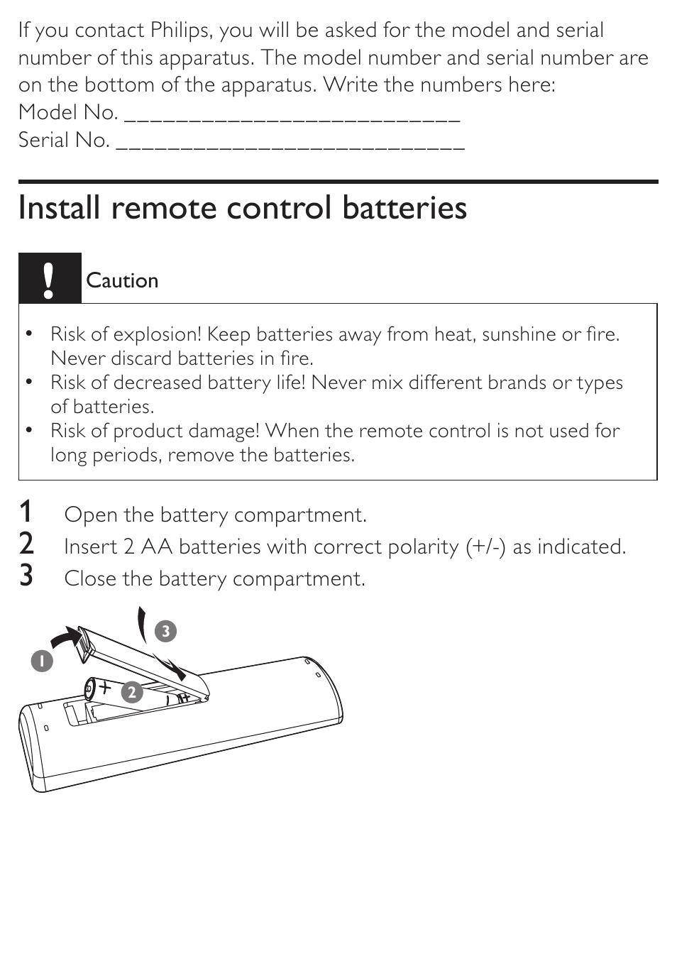 Install remote control batteries | Philips AZ5740 User Manual | Page 14 / 31