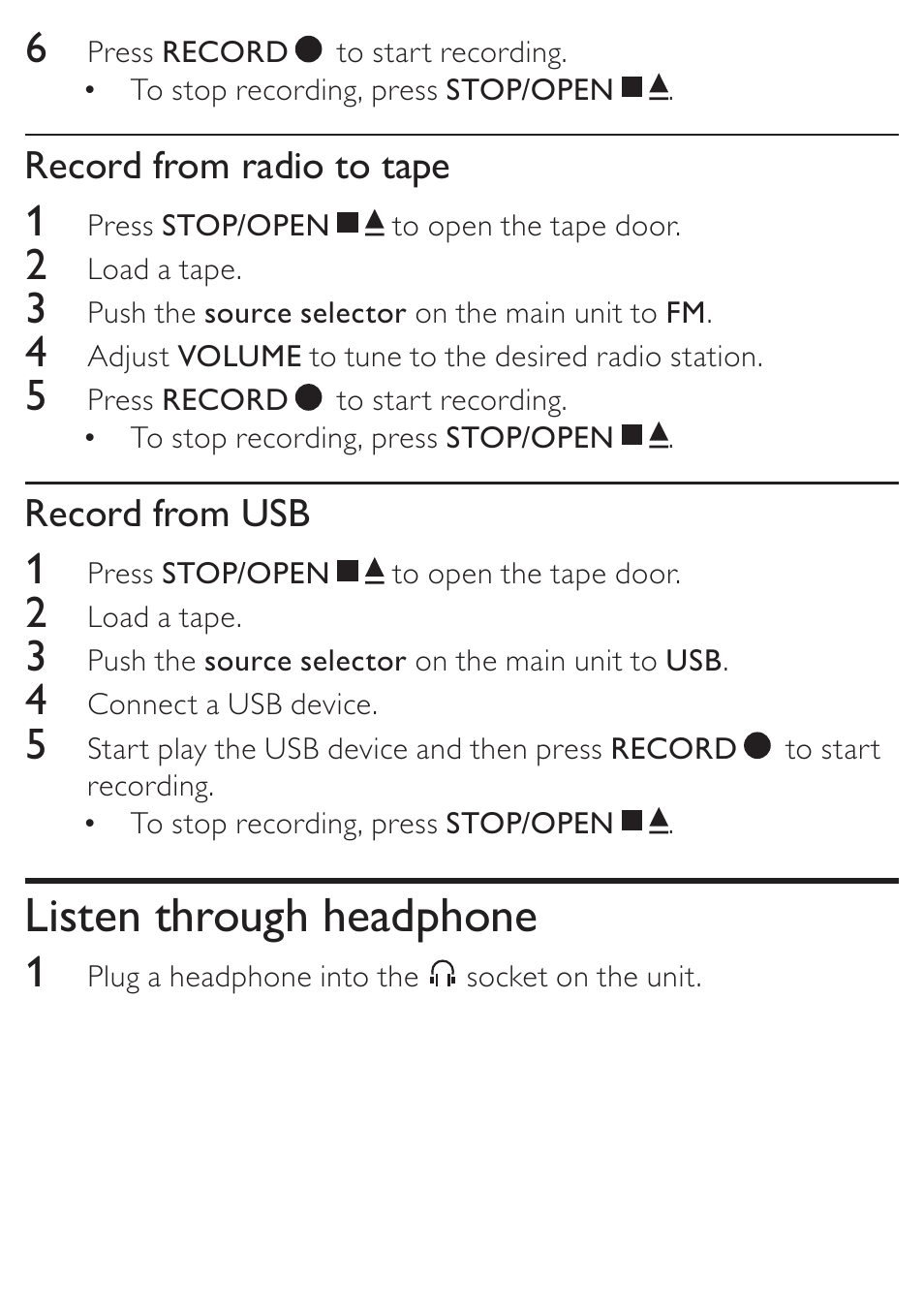 Listen through headphone | Philips AZ5740 User Manual | Page 24 / 31